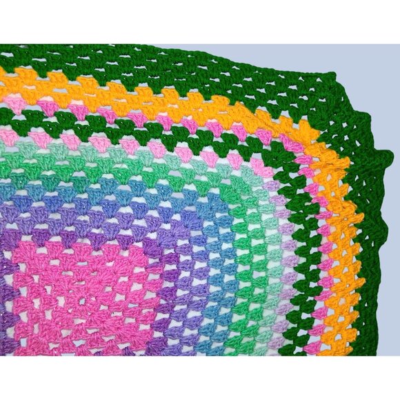 Handmade Multicolor Granny Square Crochet Blanket - Picture 6 of 7